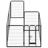Vidaxl hondenren met 8 panelen 80x100 cm staal zwart
