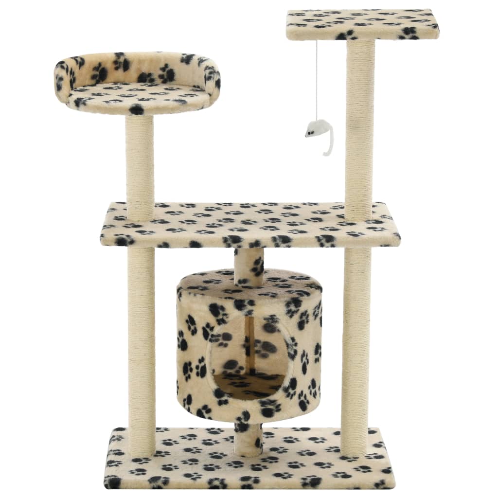 Vidaxl Cat Rastreing Post con postes de rascado de sisal 95 cm Pootprints beige