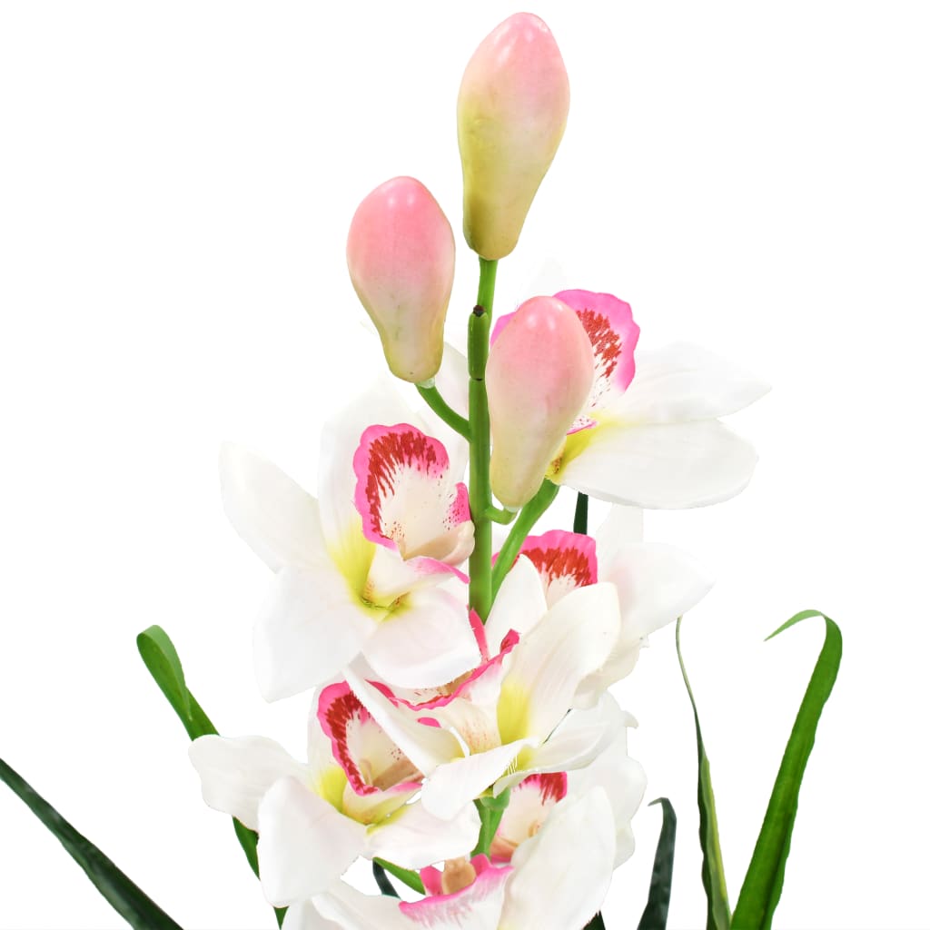 Vidaxl kënschtlech Planz mat Pot Cymbidium Orchid 100 cm gréng