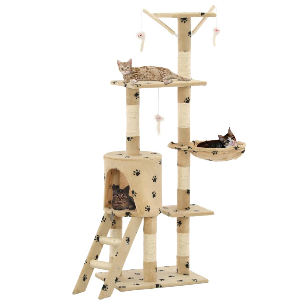 Vidaxl Cat scratching post with Sisal scratching posts 138 cm Pootprints Beige