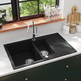 Vidaxl sink duebel Schuel Granit schwaarz