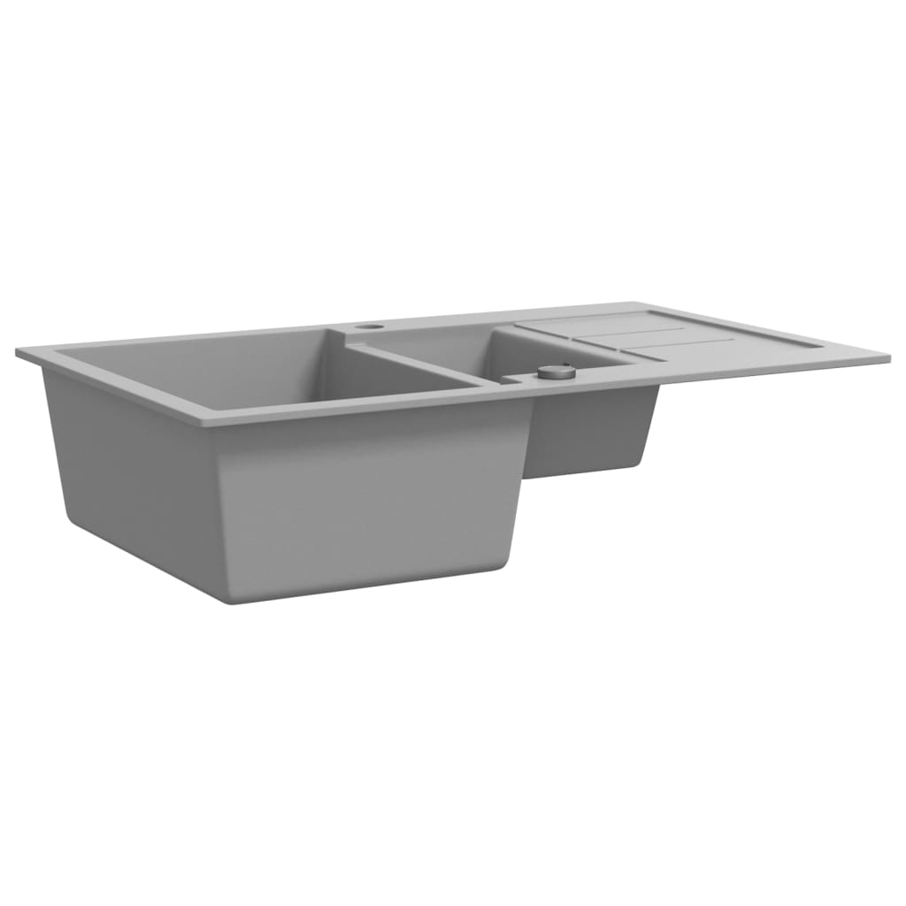 Vidaxl Sink Double Bowl Granite Gray