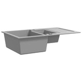 Vidaxl Sink Double Bowl Granite Gray