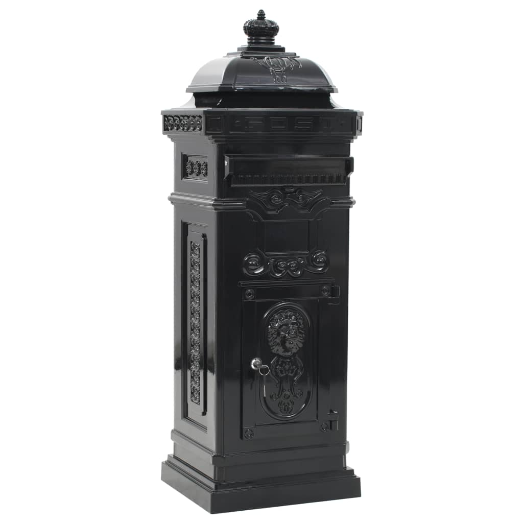 Vidaxl Pilaar Mailbox Vintage Style Rost -resistentes Aluminium schwarz