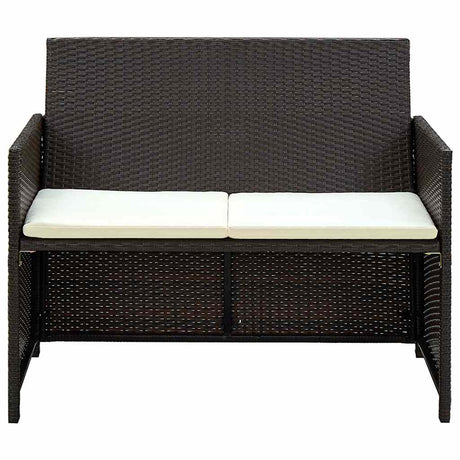 Vidaxl tuinbank 2-zits met kussens poly rattan bruin