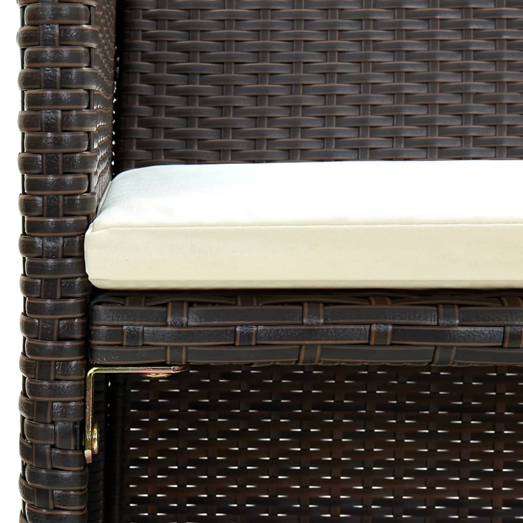 Vidaxl tuinbank 2-zits met kussens poly rattan bruin