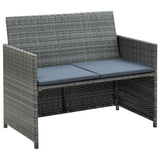 Vidaxl tuinbank 2-zits met kussens poly rattan grijs