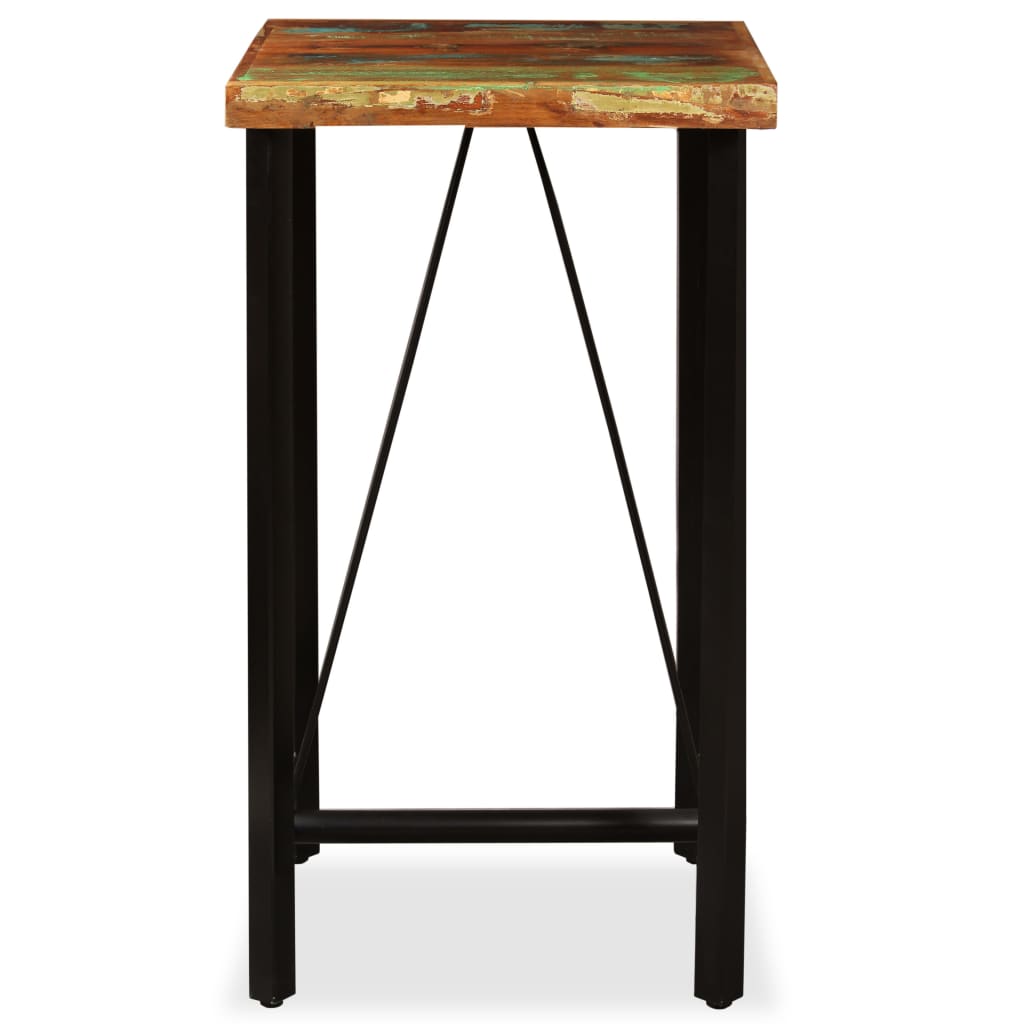 Vidaxl barset massief gerecycled hout, echt leer en canvas 3-delig