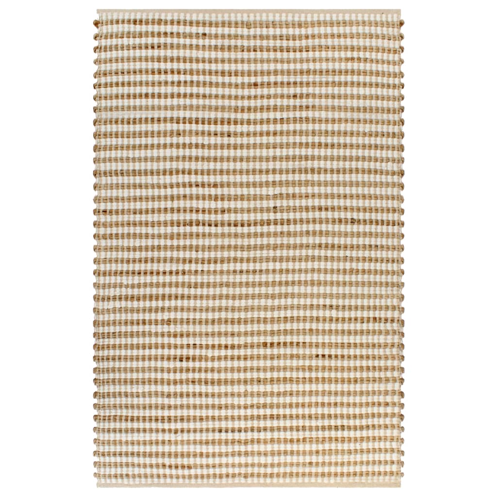 Vidaxl Rug 120x180 cm -Jute tejido a mano natural y blanco