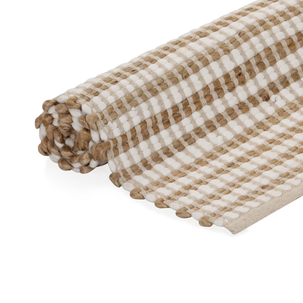 Vidaxl Rug 120x180 cm -Jute tejido a mano natural y blanco