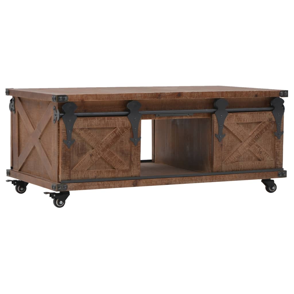 Vidaxl salontafel 91x51x38 cm massief vurenhout bruin