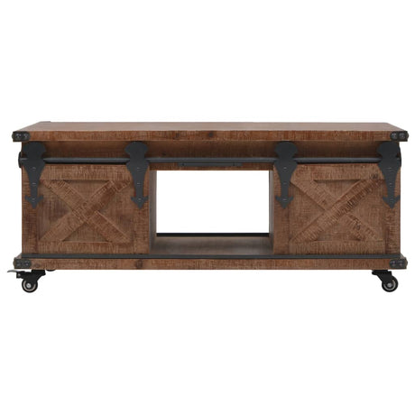 Vidaxl salontafel 91x51x38 cm massief vurenhout bruin