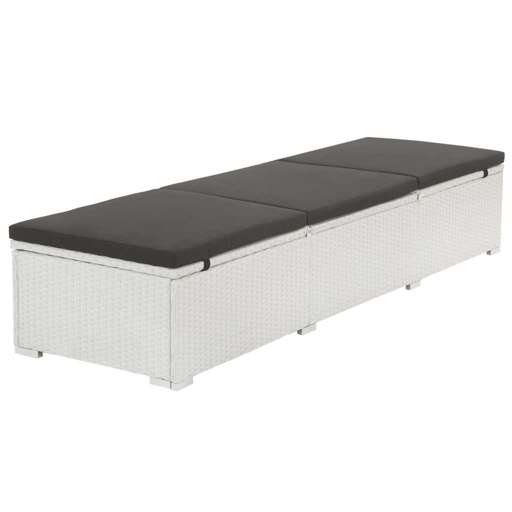 Vidaxl ligbed met kussen poly rattan wit
