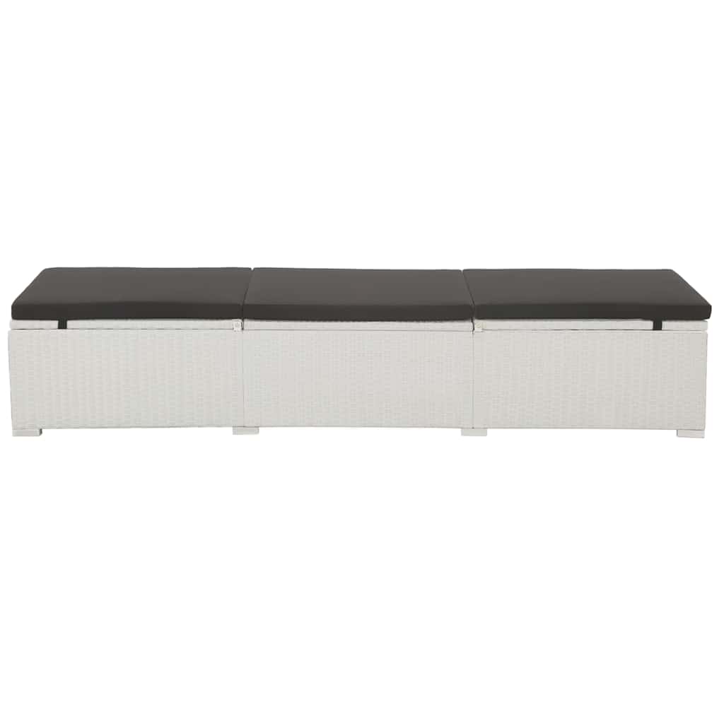 Vidaxl ligbed met kussen poly rattan wit