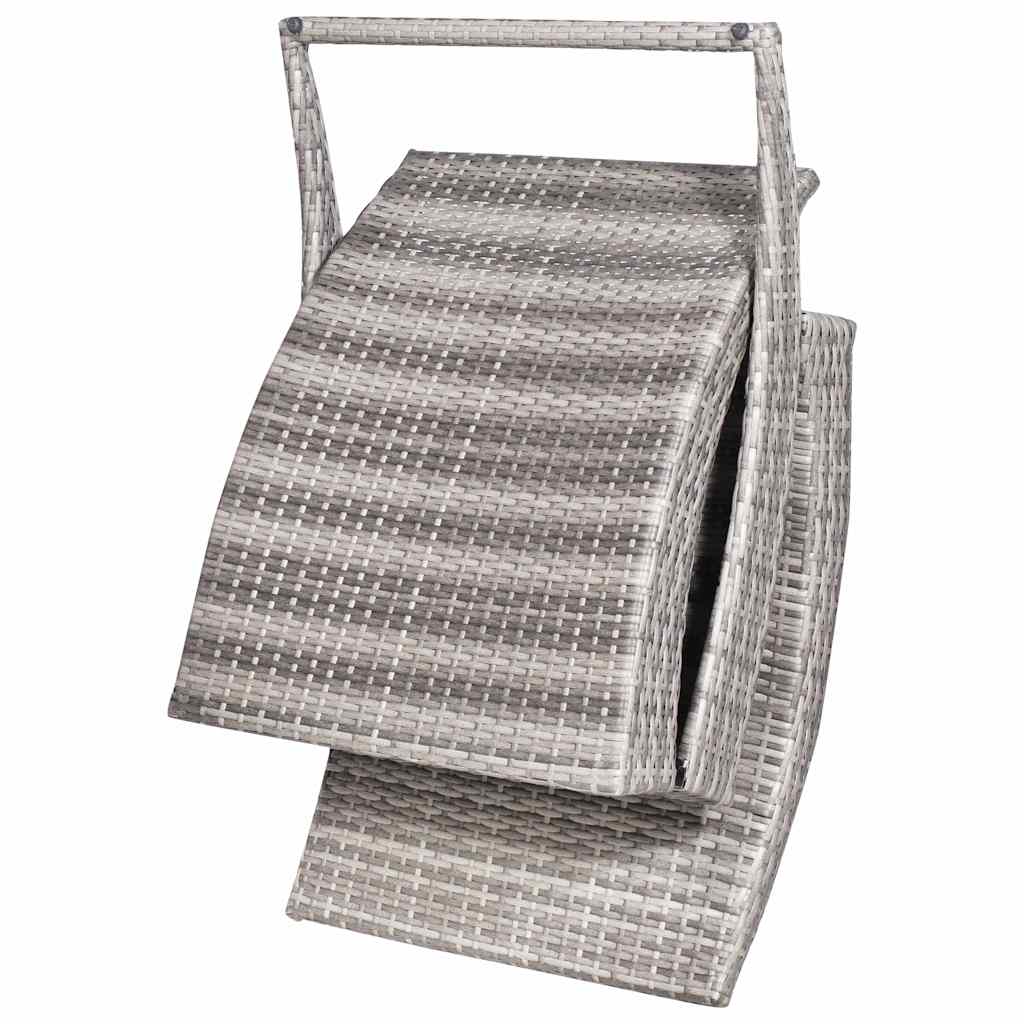 Vidaxl ligbed inklapbaar met kussen poly rattan grijs