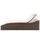 Vidaxl ligbed met kussen poly rattan bruin