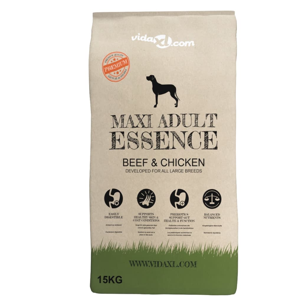 Vidaxl Premium Dog Food Maxi Adult Essence Beef Chicken 30 kg 2 PCS