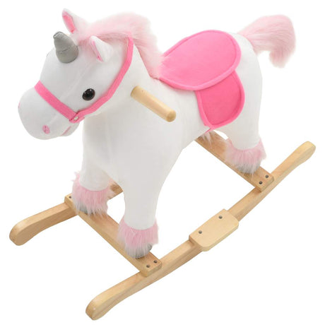 Vidaxl hobbeldier eenhoorn 65x32x58 cm pluche wit en roze