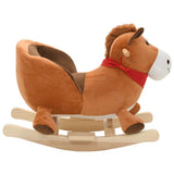 Vidaxl hobbeldier paard met rugleuning 60x32x50 cm pluche bruin