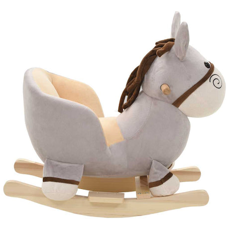Vidaxl hobbeldier ezel met rugleuning 60x32x55 cm pluche grijs