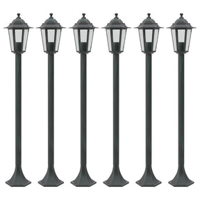 Vidaxl paalverlichting voor tuin e27 110 cm aluminium donkergroen 6 st