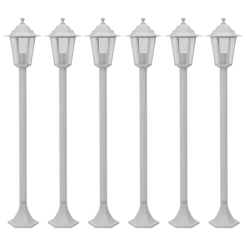 Vidaxl paalverlichting voor tuin e27 110 cm aluminium wit 6 st