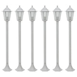 Vidaxl paalverlichting voor tuin e27 110 cm aluminium wit 6 st