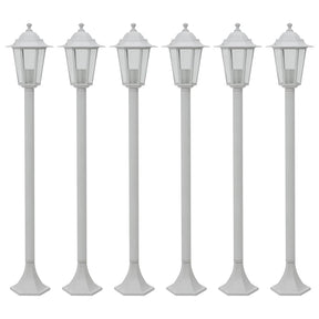 Vidaxl paalverlichting voor tuin e27 110 cm aluminium wit 6 st