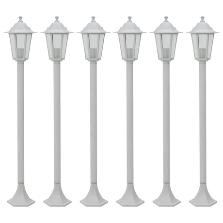 Vidaxl paalverlichting voor tuin e27 110 cm aluminium wit 6 st