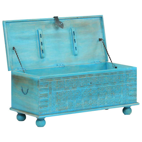 Vidaxl opbergkist 100x40x41 cm massief mangohout blauw
