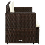 Vidaxl tuinbank 2-zits met kussens poly rattan bruin
