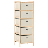 Vidaxl opbergmeubel met 5 stoffen manden cederhout beige