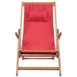 Vidaxl strandstoel inklapbaar stof en houten frame rood