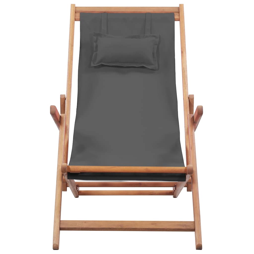 Vidaxl opklapbare stoel met stoffen bekleding en houten frame, grijs