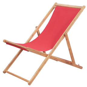 Vidaxl opklapbare stoel met stoffen bekleding en houten frame, rood.