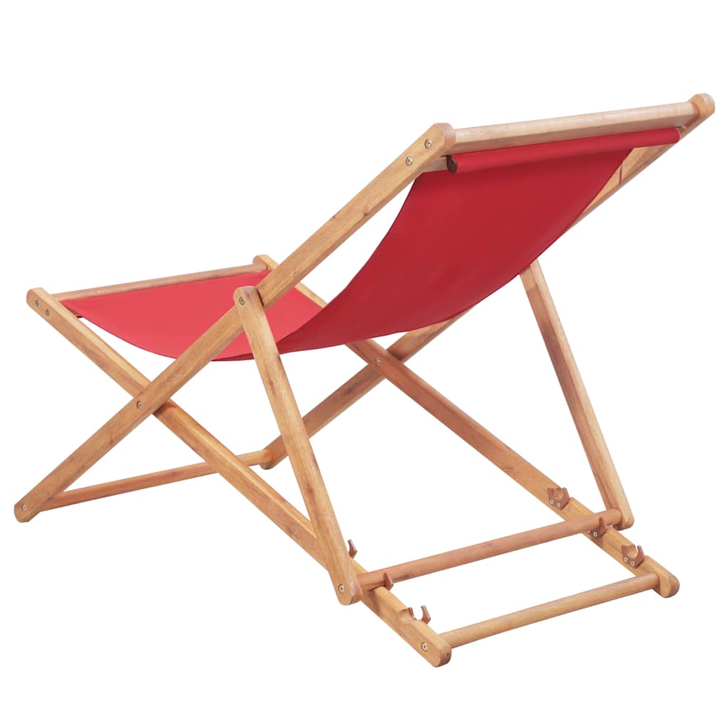 Vidaxl opklapbare stoel met stoffen bekleding en houten frame, rood.