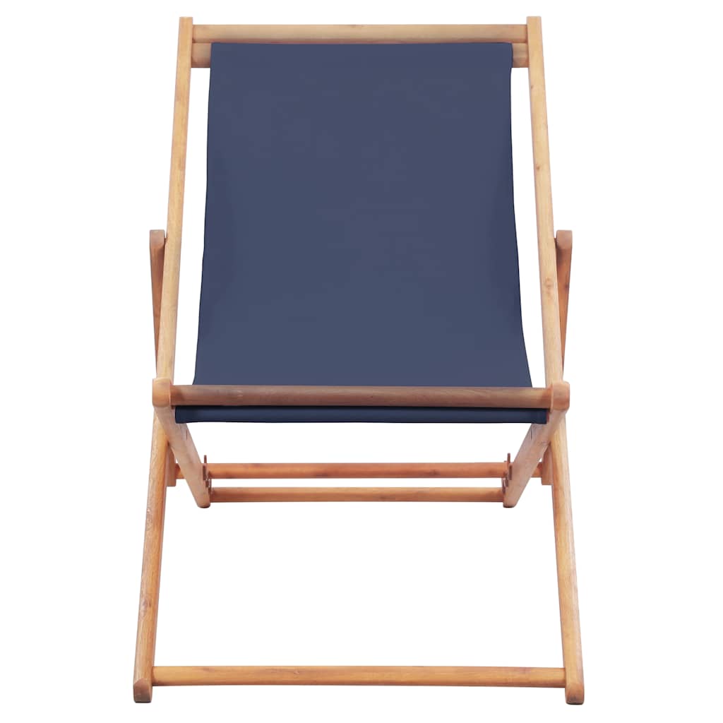 Vidaxl strandstoel inklapbaar stof en houten frame blauw