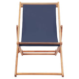 Vidaxl strandstoel inklapbaar stof en houten frame blauw