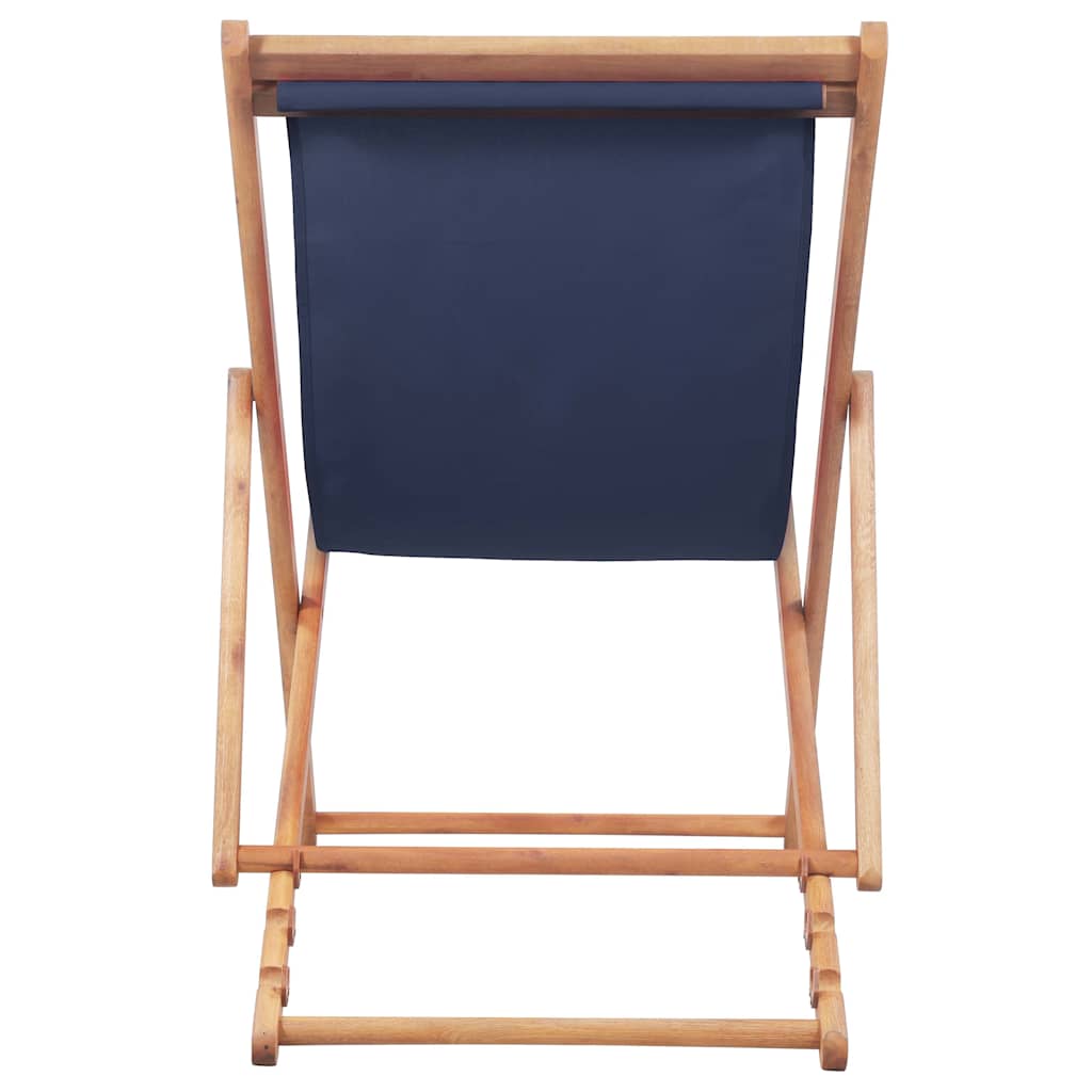 Vidaxl opklapbare stoel met stoffen bekleding en houten frame, blauw
