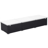 Vidaxl ligbed met kussen poly rattan zwart