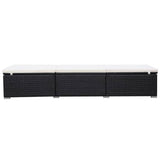 Vidaxl ligbed met kussen poly rattan zwart