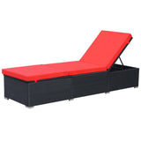 Vidaxl ligbed met kussen poly rattan zwart