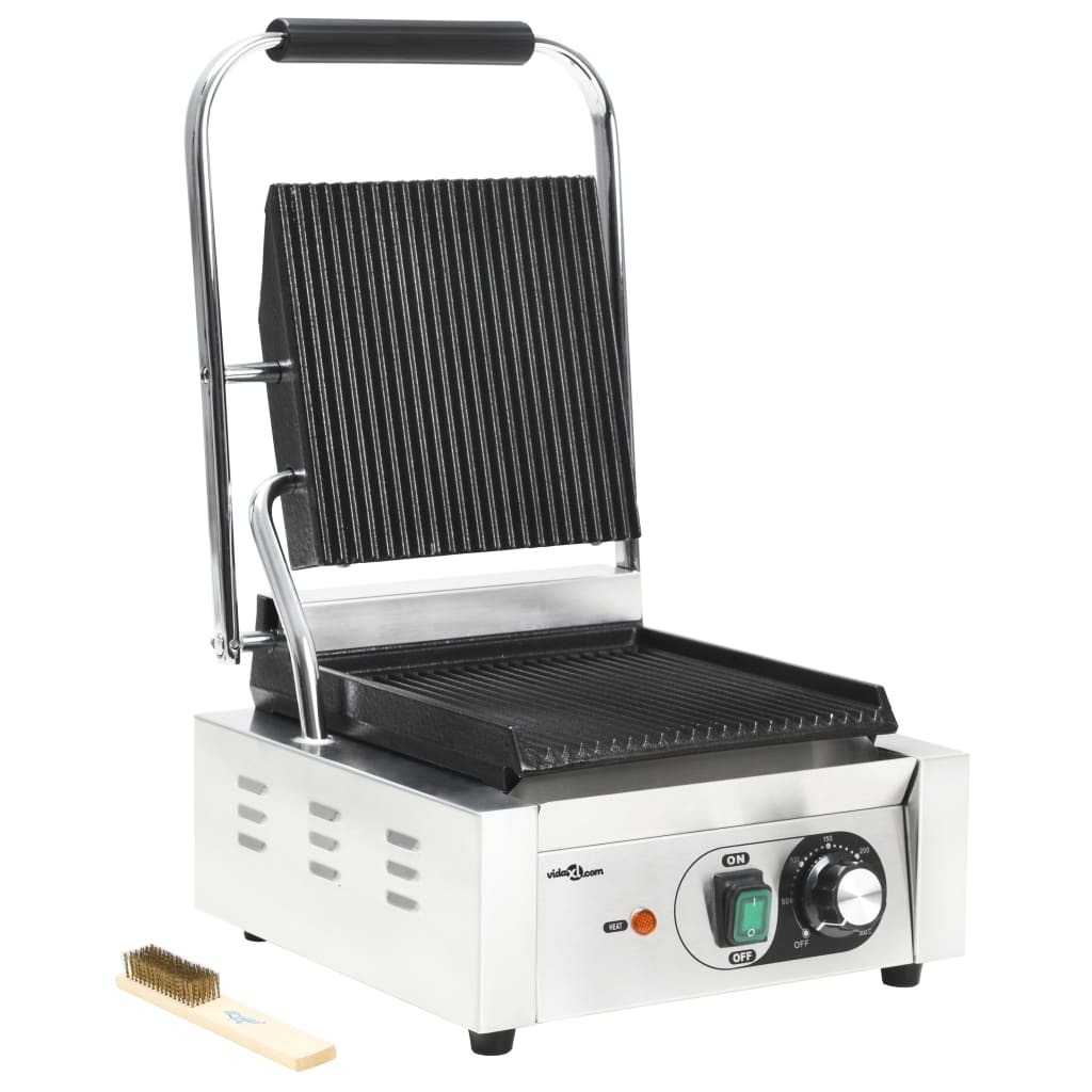 Vidaxl Panini Grill ranurada 1800 W 31x30.5x20 cm de acero inoxidable