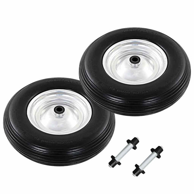 Vidaxl kruiwagenwielen met assen 4,00-8 390 mm massief pu 2 st