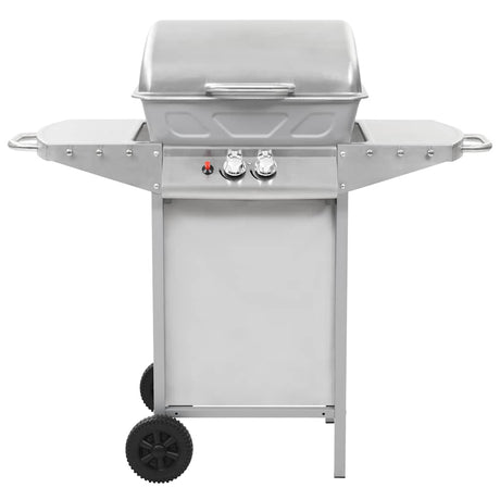 Vidaxl gasbarbecue en grill met 2 kookzones roestvrij staal zilver