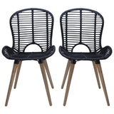 Vidaxl eetkamerstoelen 4 st natuurlijk rattan zwart