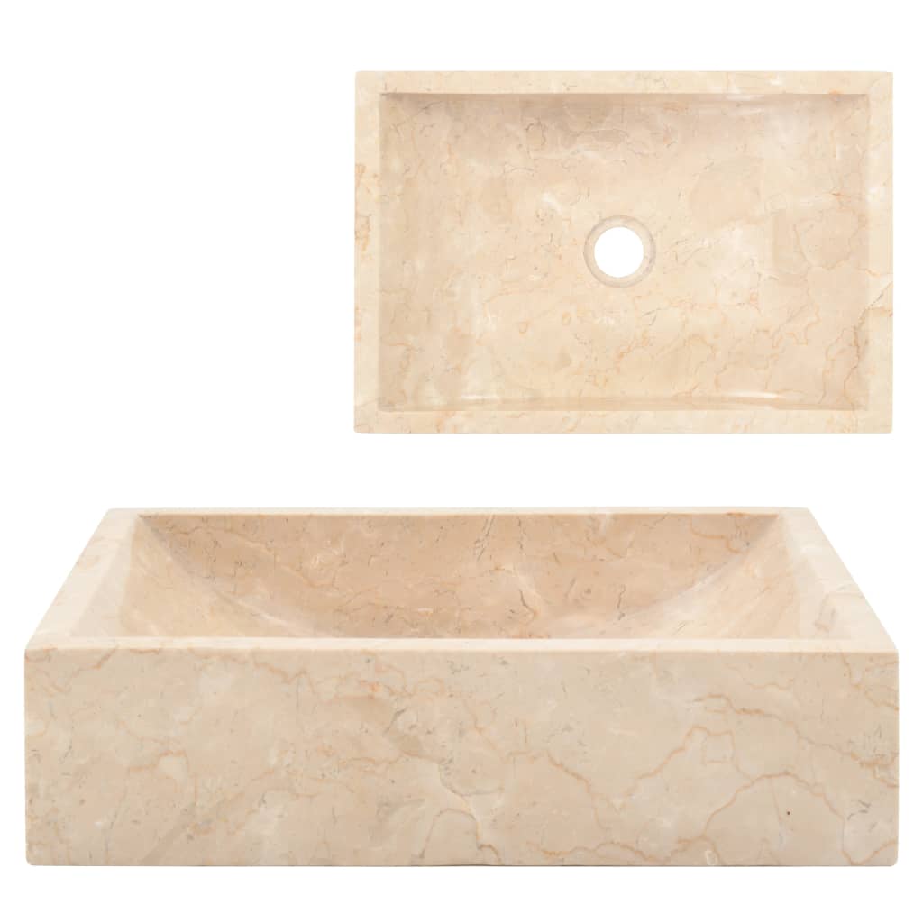 Vidaxl Sink 45x30x12 cm marmor High -Gloss creme -farvet