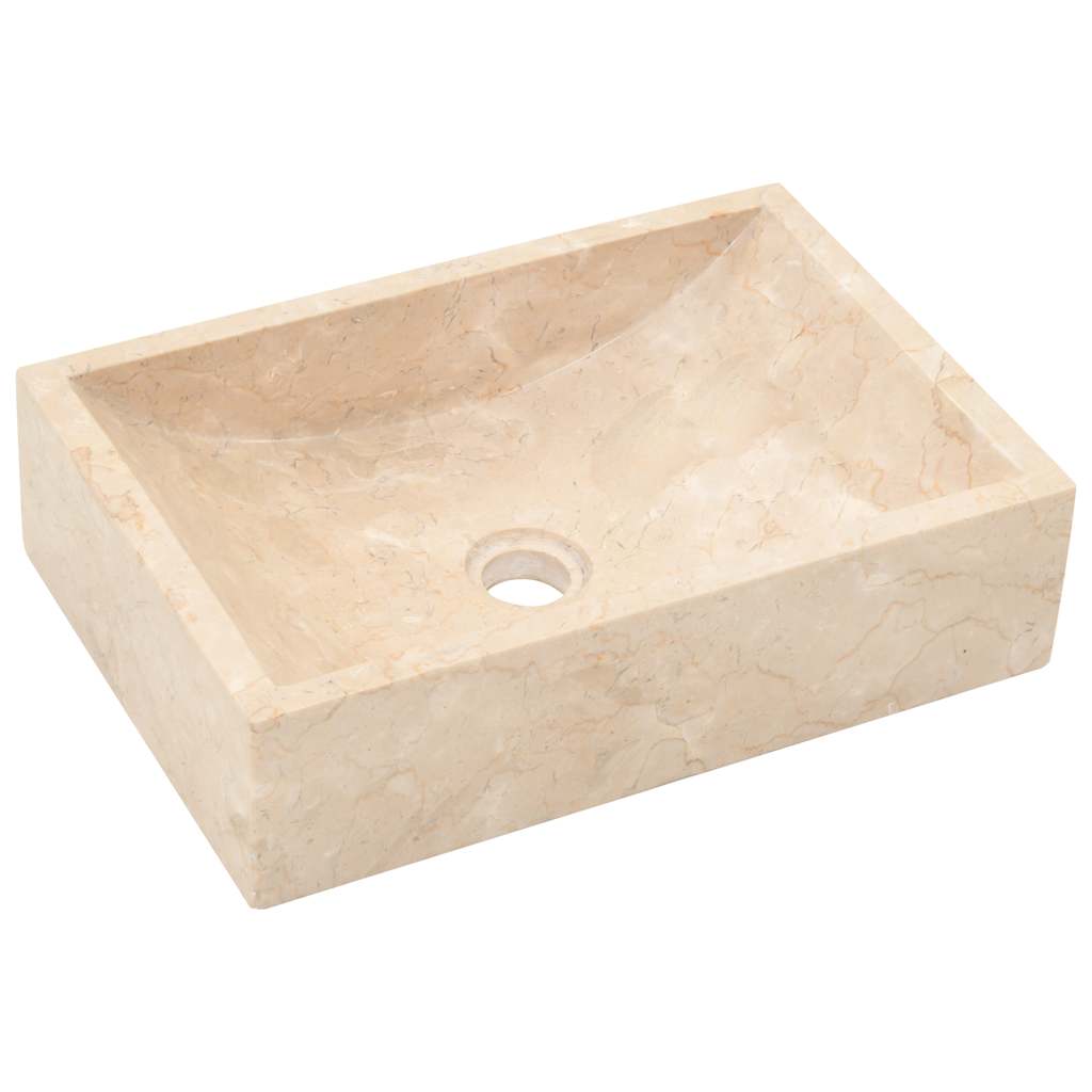 Vidaxl gootsteen 45x30x12 cm marmer hoogglans crèmekleurig