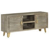 Vidaxl tv-meubel 110x30x48 cm massief mangohout met messing grijs