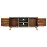 Vidaxl tv-meubel 110x30x48 cm massief mangohout met messing grijs